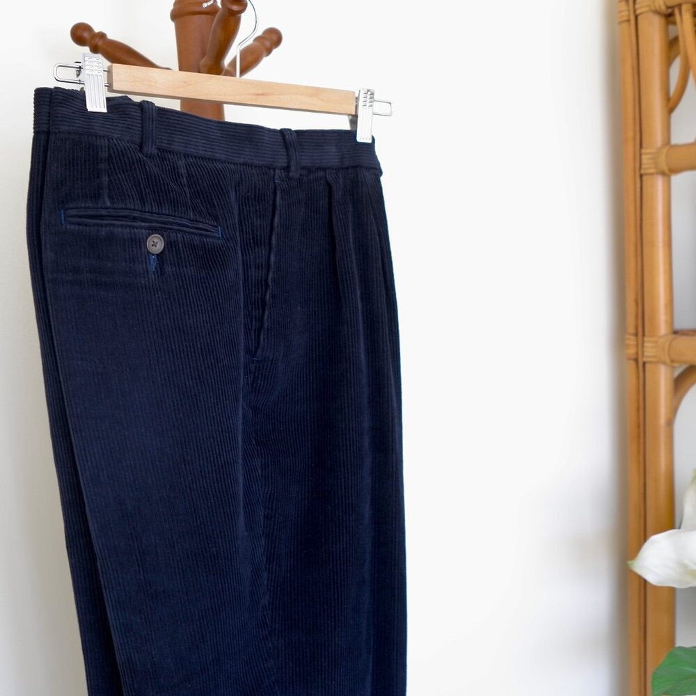 Lauren Ralph Lauren Pleated Corduroy Classic Navy Men's 100% Cotton Pants 38X31